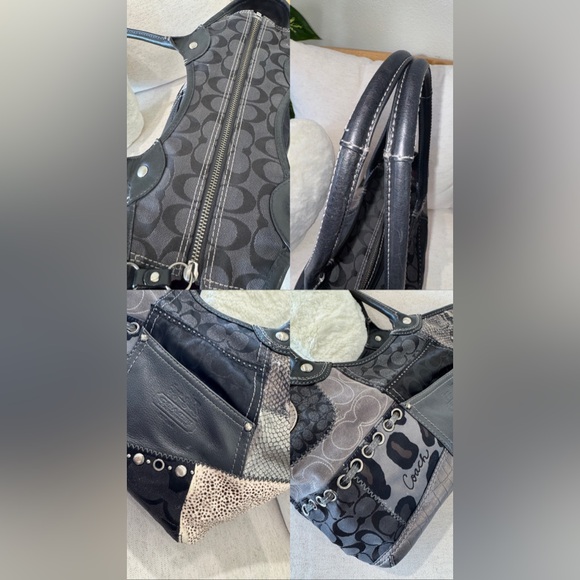 ‼️SOLD‼️Coach Vintage Multicolor Black Gray Patchwork Bleecker Tote Purse Bag - Picture 15 of 17